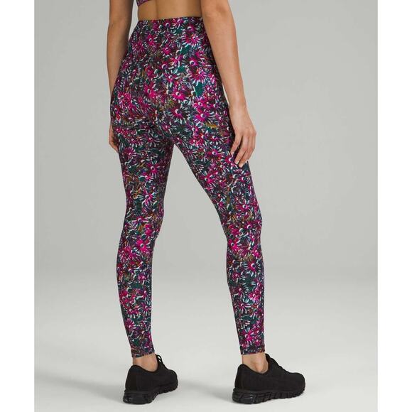 Lululemon Base Pace High-Rise Fleece Tight 28" Sz 2 Floral Electric Multi W5DYRS - Picture 2 of 13